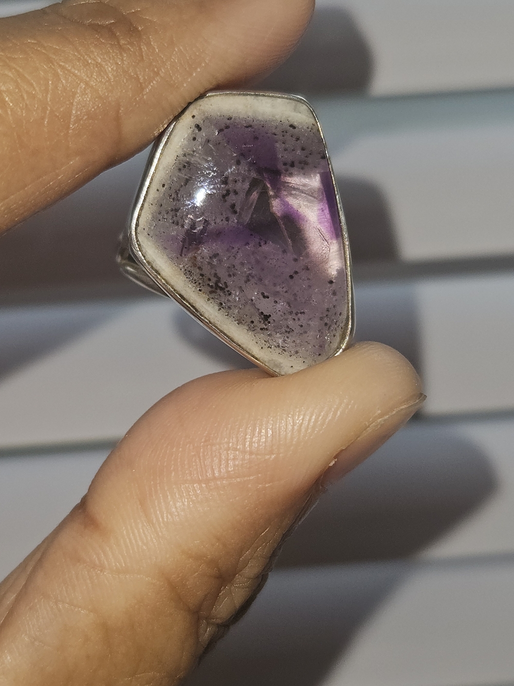 925S Amethyst with Hematoid Inclusions Ring